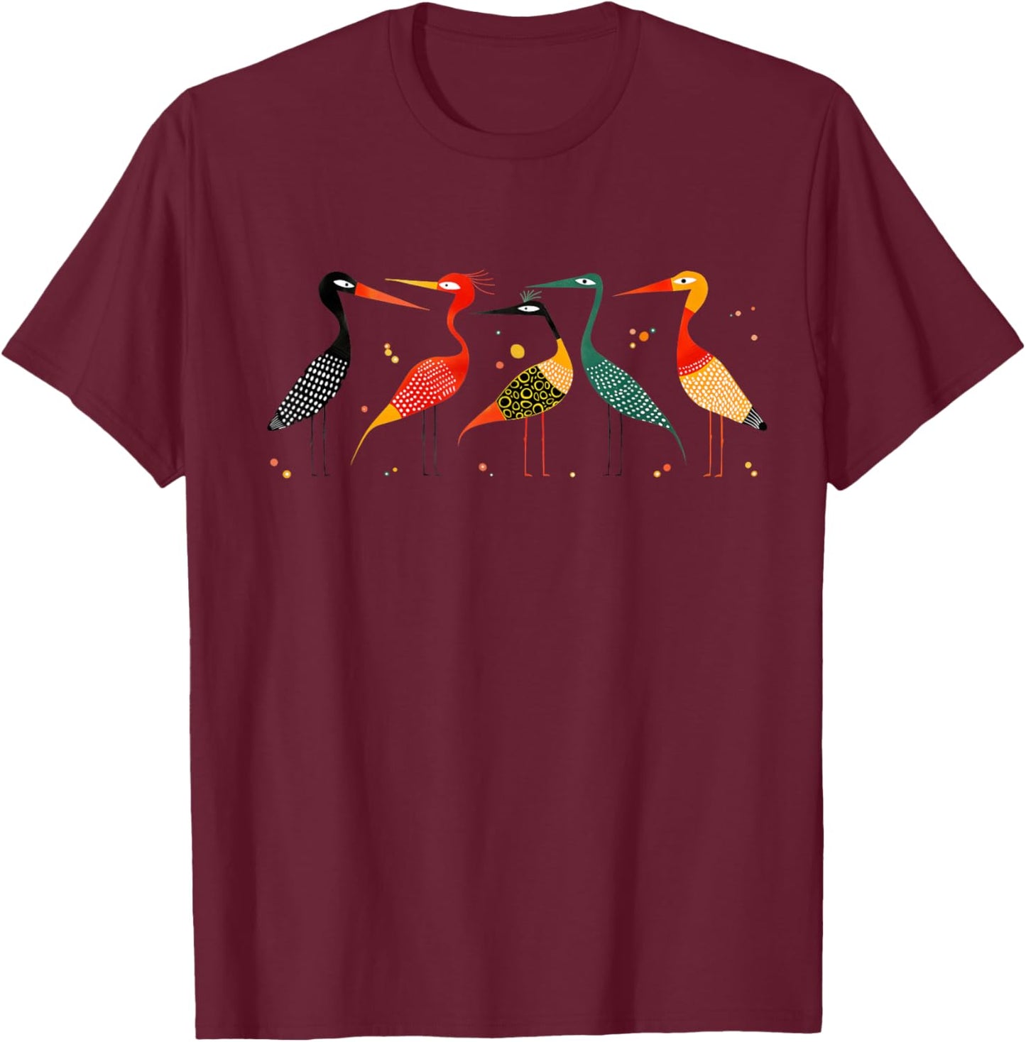 Fuzzy Logic Brand MidCentury Modern Heron , Small, Blue T-Shirt - T-Shirt | Maroon