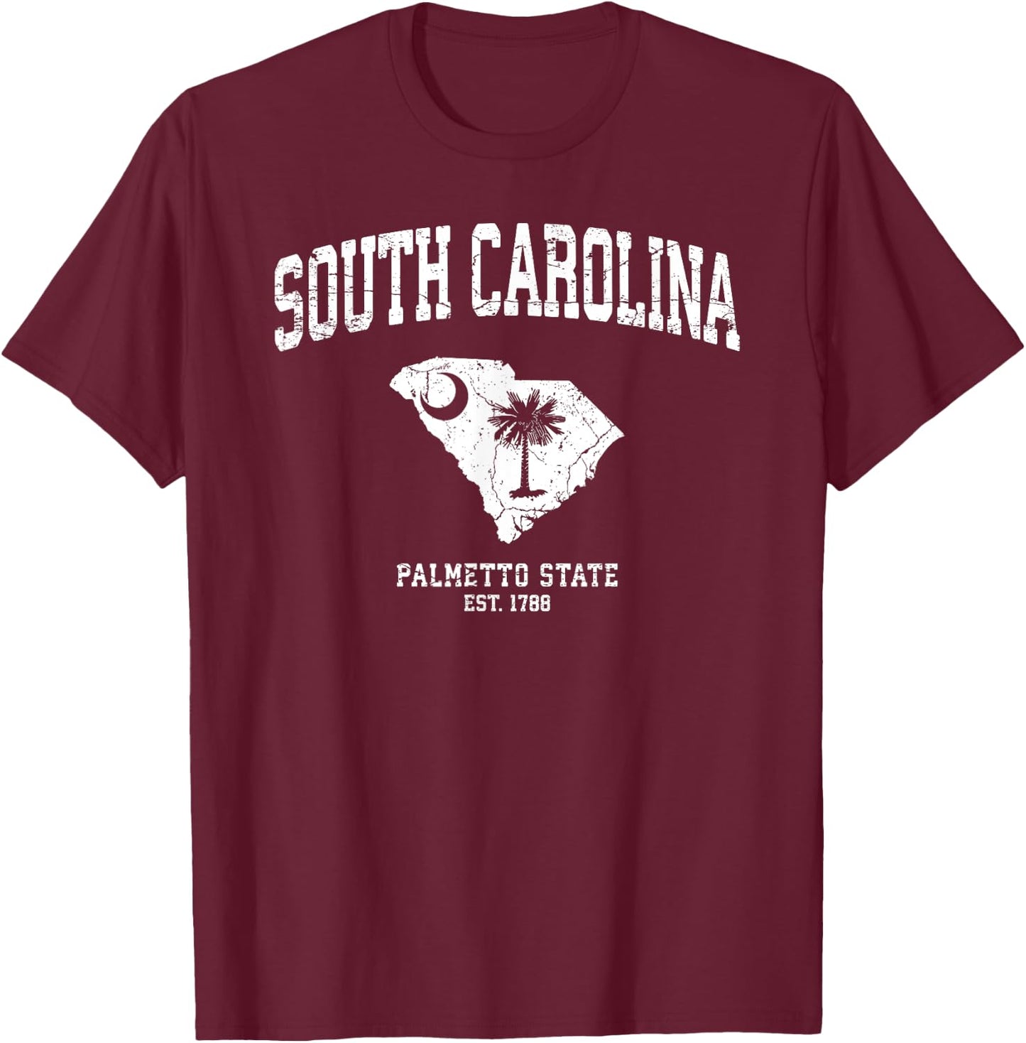 Distressed South Carolina State Flag T-Shirt - T-Shirt | Maroon