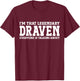 Draven Personal Name First Name Funny Draven T-Shirt - T-Shirt | Maroon