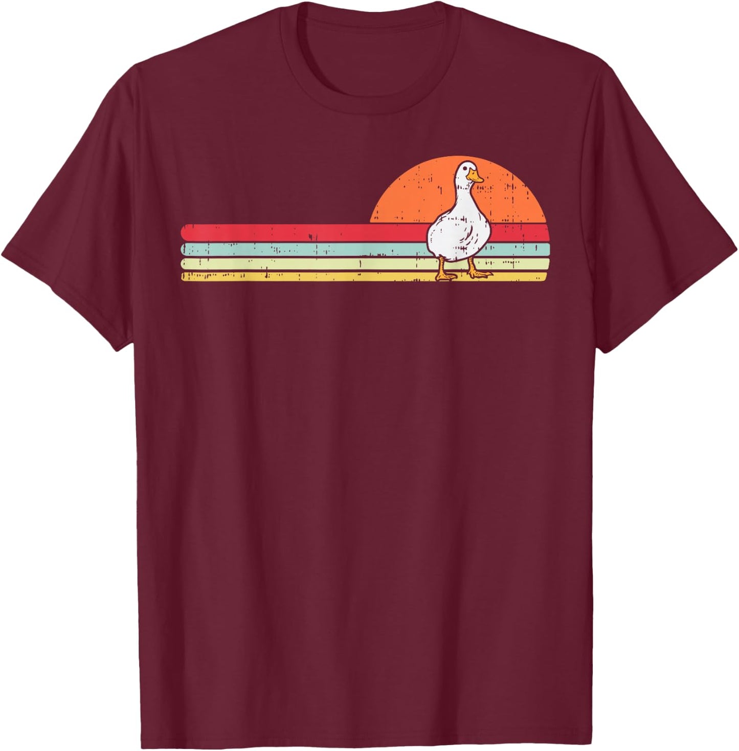 Duck Retro Chest Vintage Goose Farm Animal Men Women Kids T-Shirt - T-Shirt | Maroon