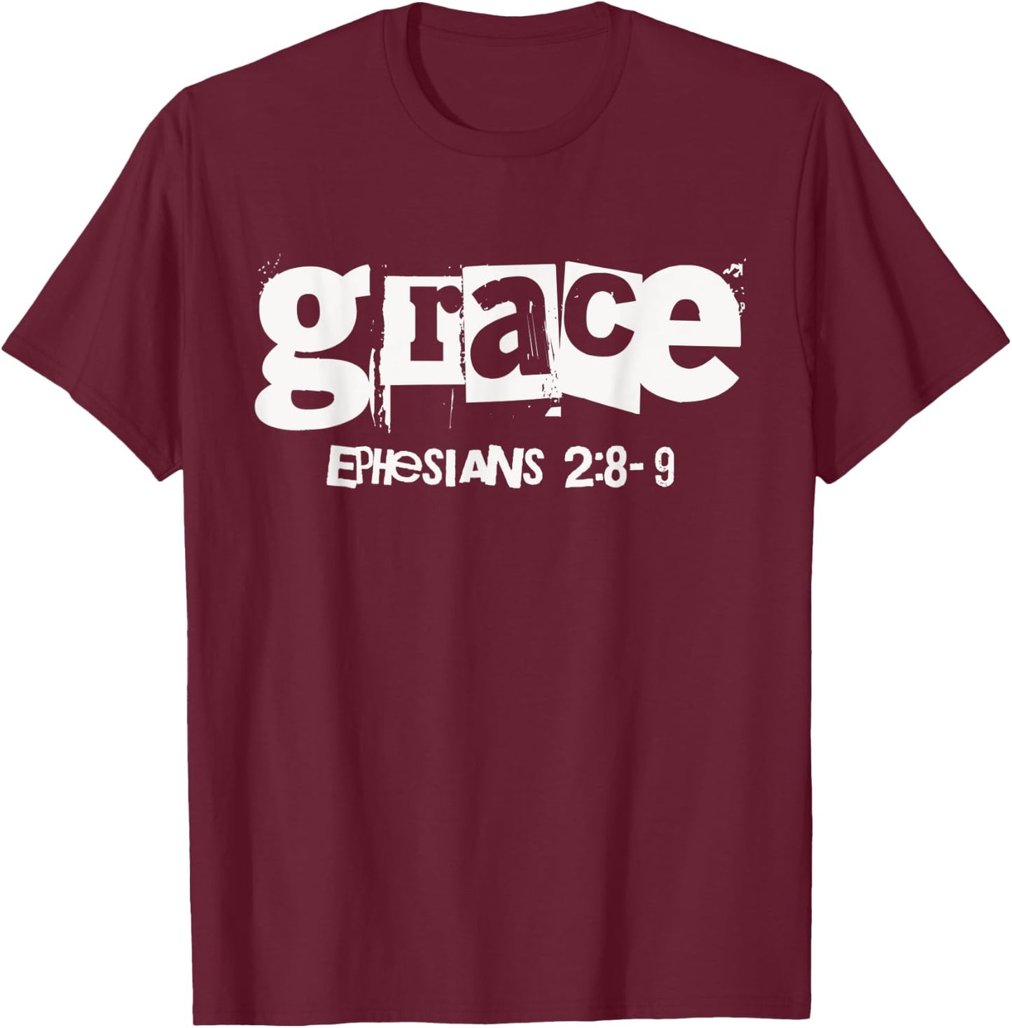Grace (Ephesians 2:8-9) Christian Streetwear Bible Verse T-Shirt - T-Shirt | Maroon