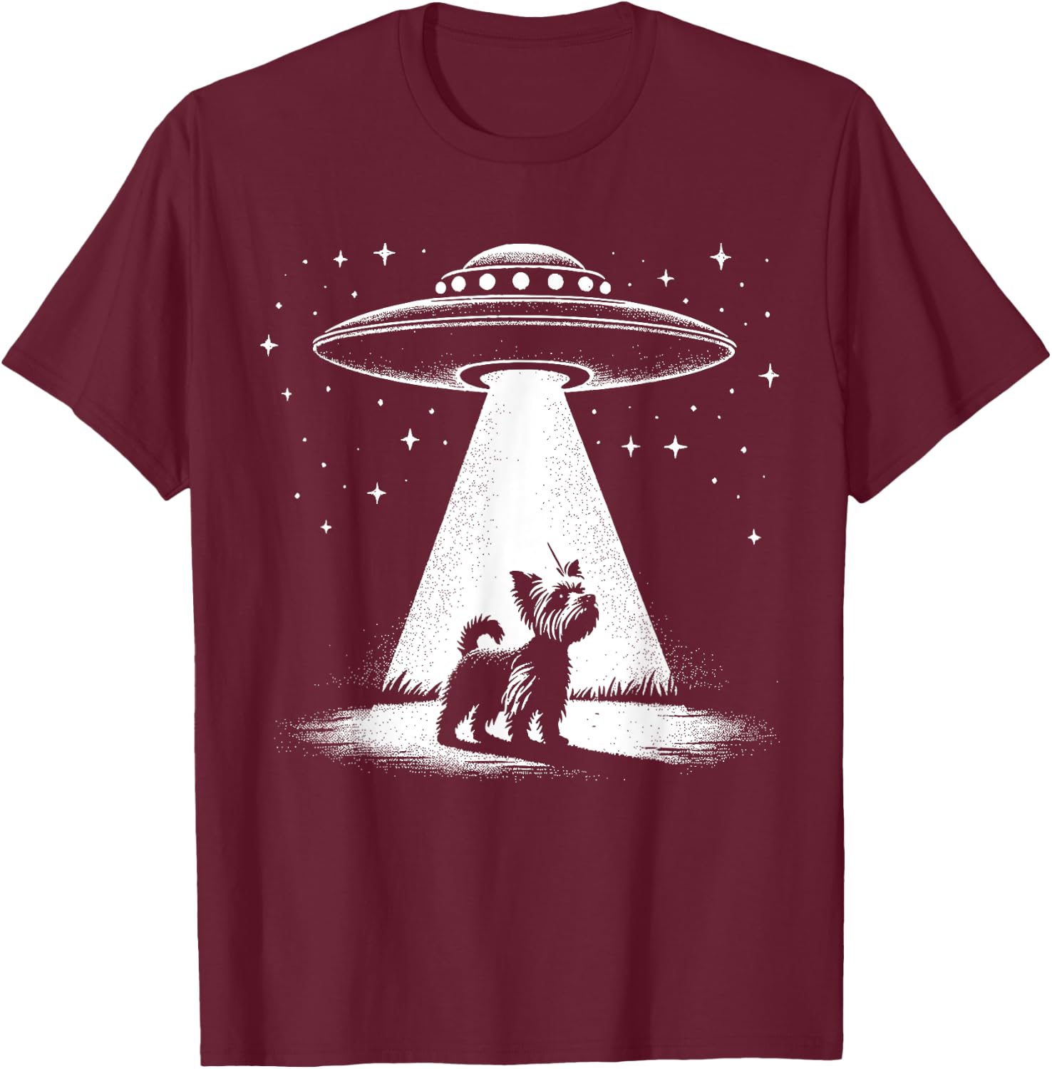 Yorkie Mom Dad Dog - Funny Alien UFO T-Shirt - T-Shirt | Maroon