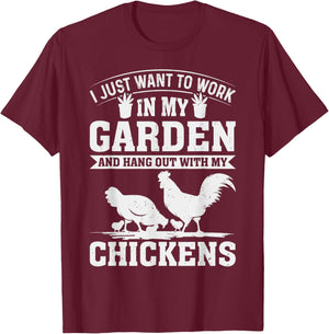 Garden and Chicken Hangout Funny Chicken Gifts T-Shirt - T-Shirt | Maroon