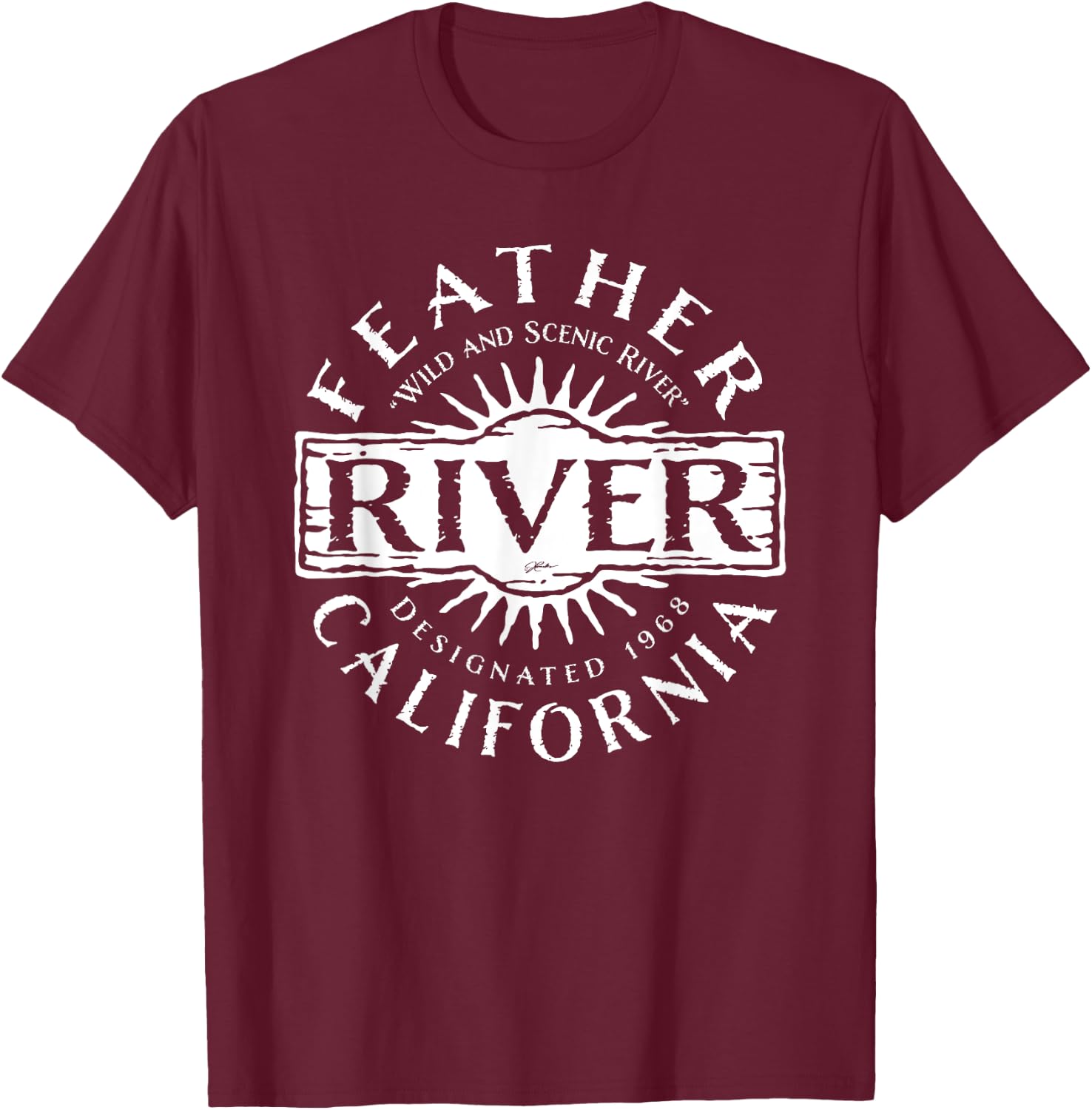 Feather River, California T-Shirt - T-Shirt | Maroon