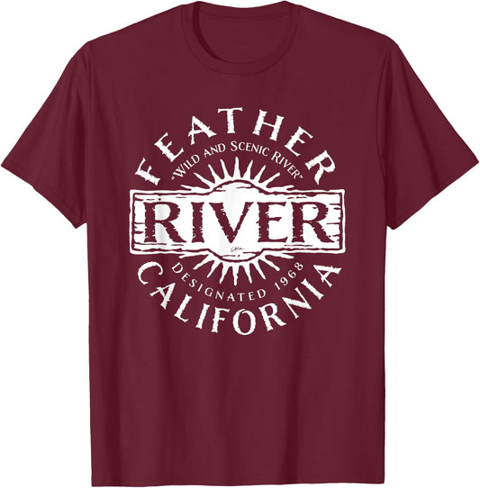 Feather River, California T-Shirt - T-Shirt | Maroon
