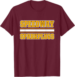 Speedway Sparkplugs Horizontal Stripes T-Shirt - T-Shirt | Maroon