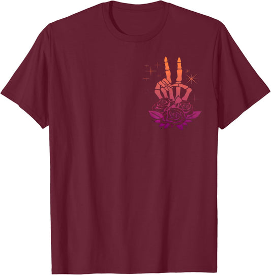 (2sided Front+Back) Have The Day You Deserve Skeleton T-Shirt - T-Shirt | Maroon