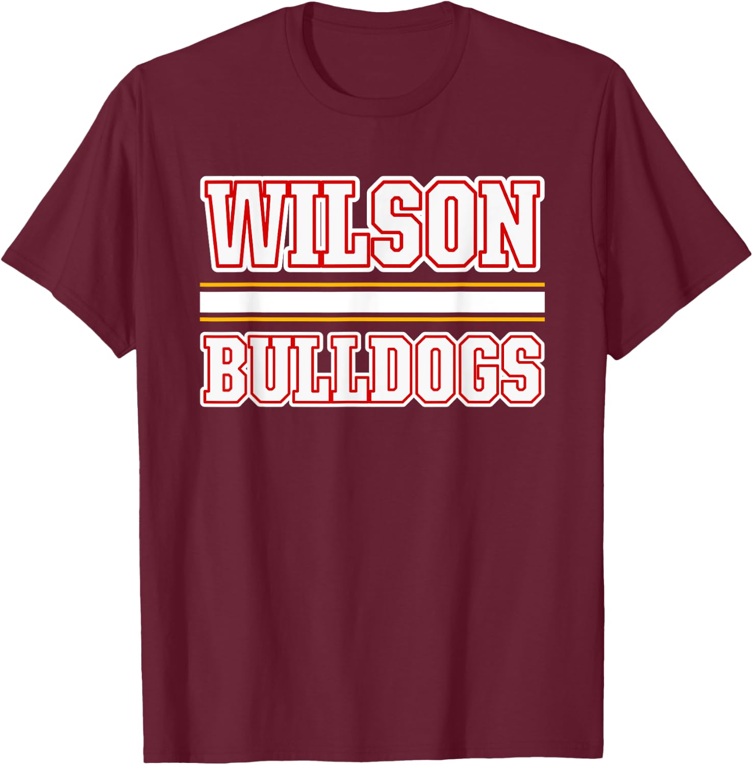 Wilson Bulldogs Horizontal Stripes T-Shirt - T-Shirt | Maroon