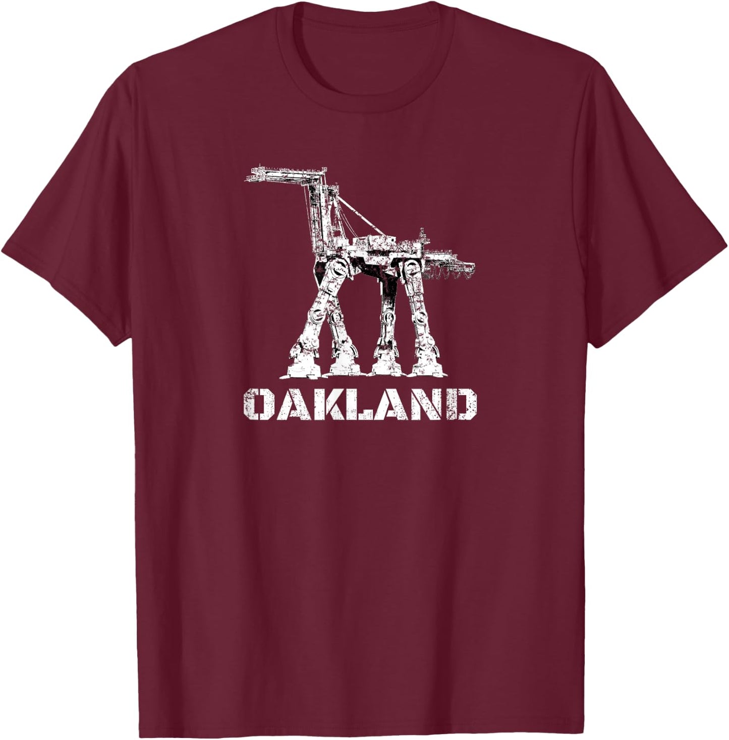 The Town Crane Robot - Oakland California T-Shirt - T-Shirt | Maroon
