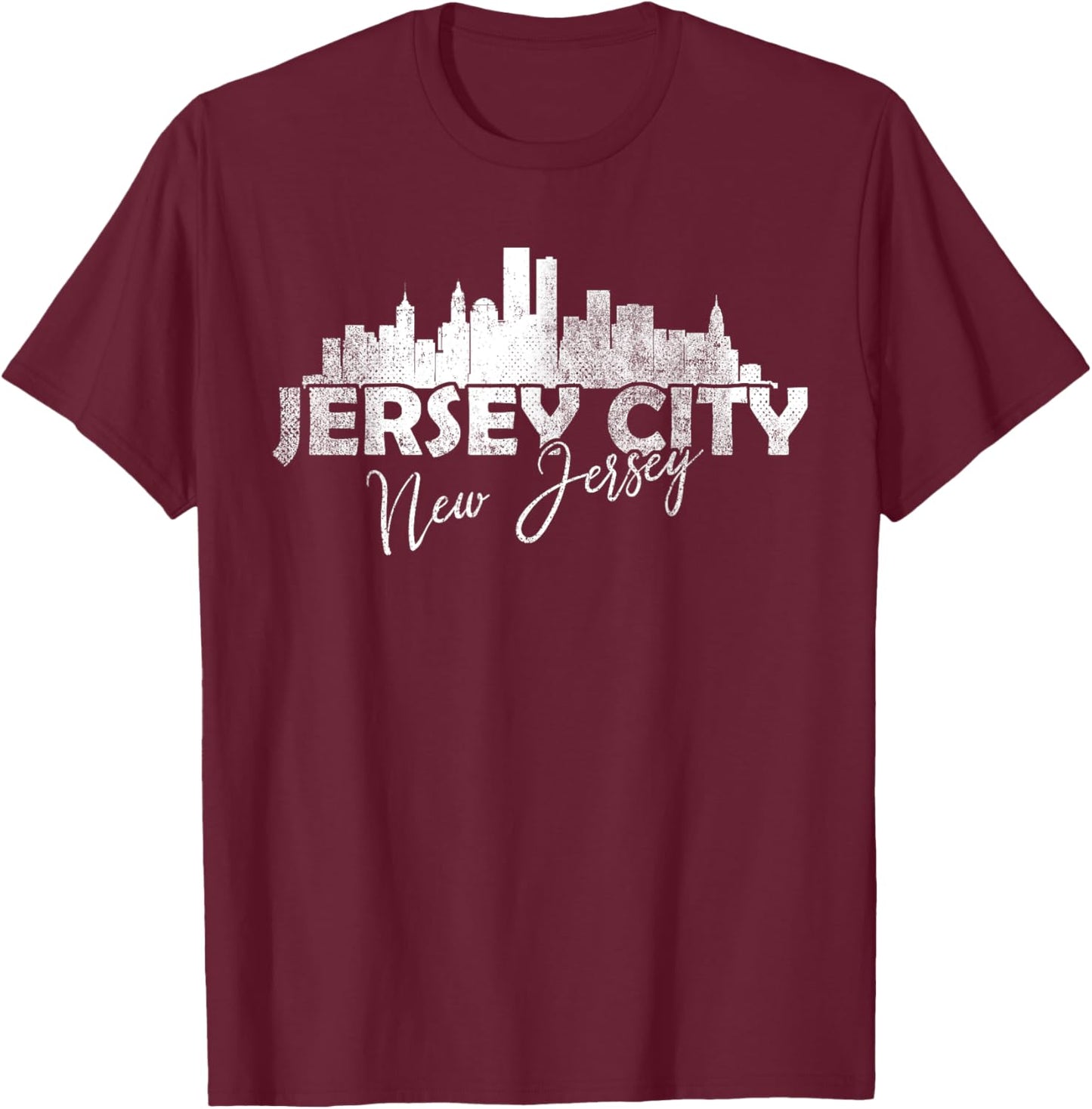 Jersey City New Jersey NJ | Skyline T-Shirt - T-Shirt | Maroon