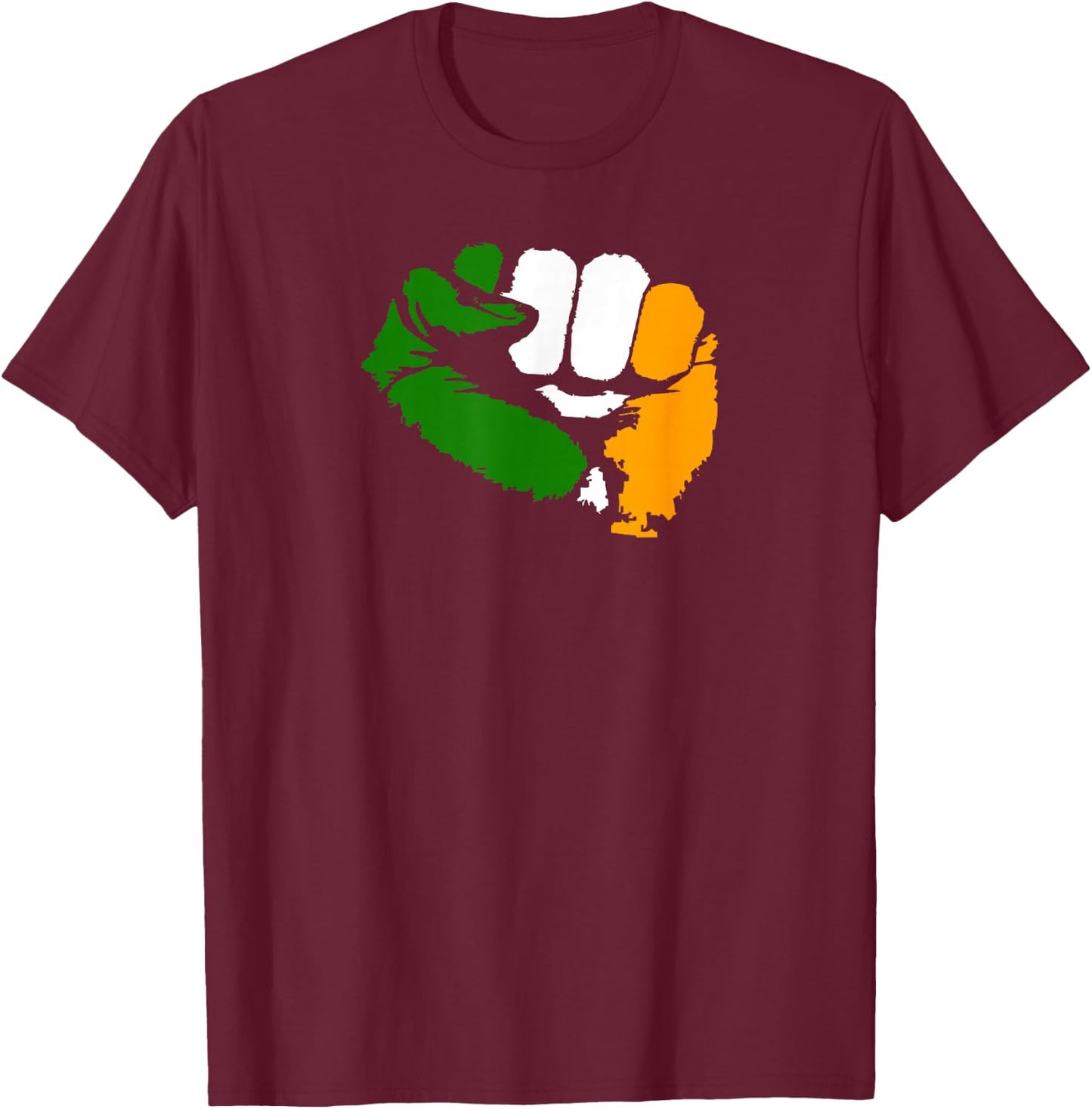 Tricolour Fist Irish Republican Design T-Shirt - T-Shirt | Maroon