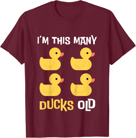 Kids I'm This Many Ducks Old, Duck 4th Birthday 4 Years Old Bday T-Shirt - T-Shirt | Maroon