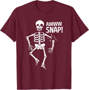 Broken Arm Halloween Aww Snap Skeleton T-Shirt - T-Shirt | Maroon