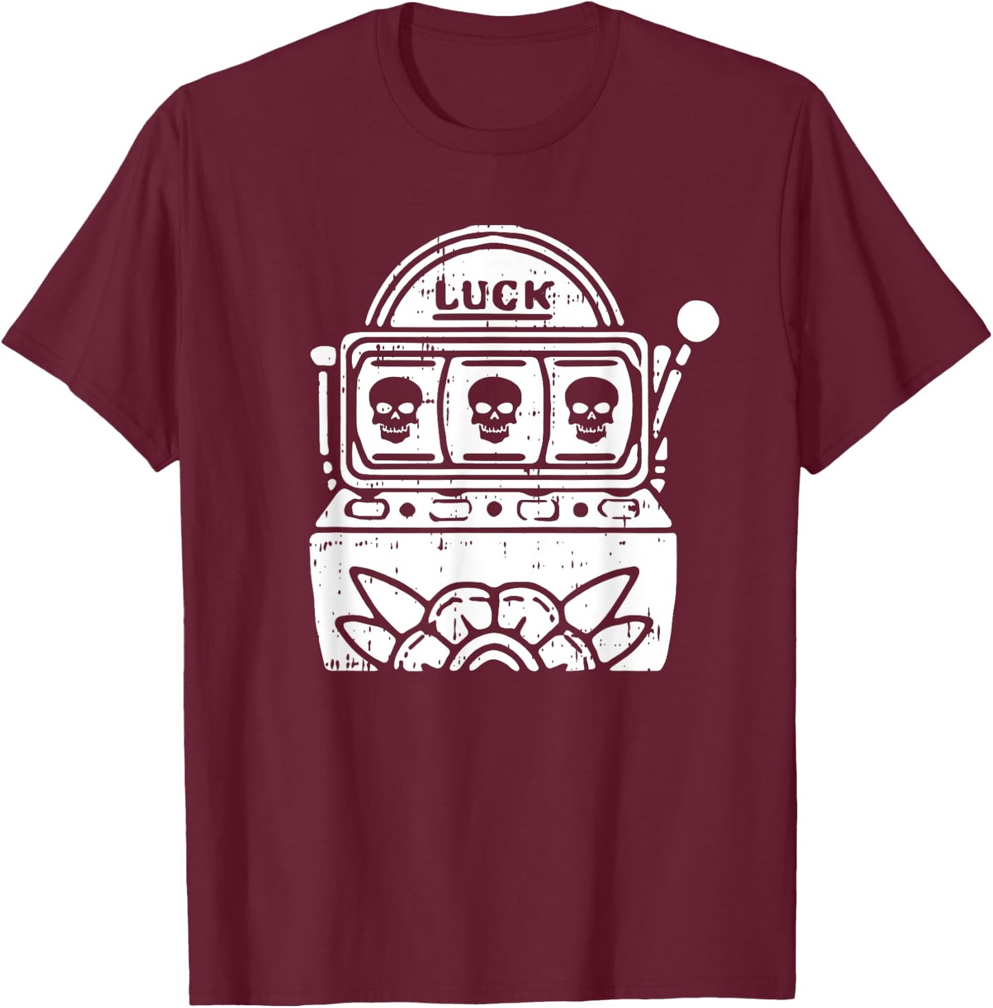 Skull Slot Machine Halloween Spooky Casino Men Women T-Shirt - T-Shirt | Maroon