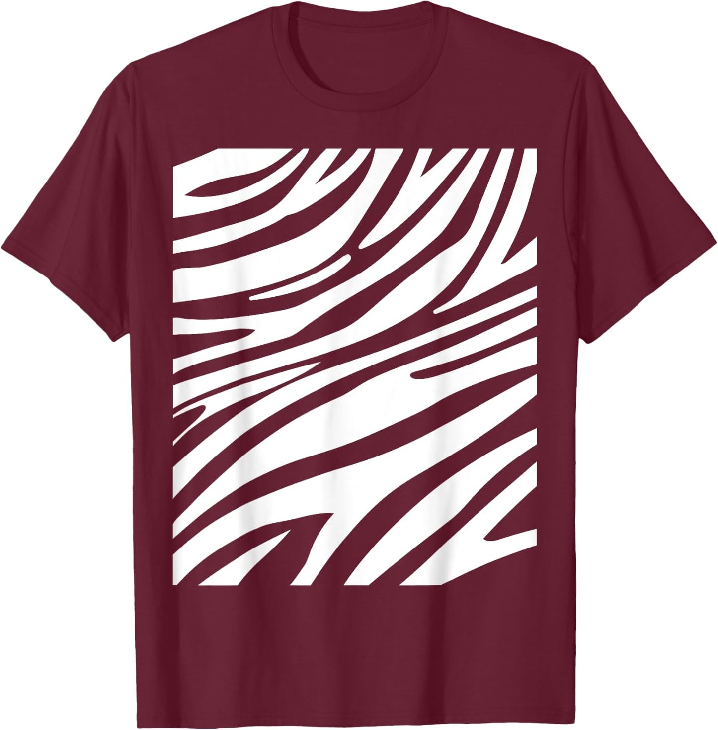 Funny Zebra Print Halloween Striped Animal Easy DIY Costume T-Shirt - T-Shirt | Maroon