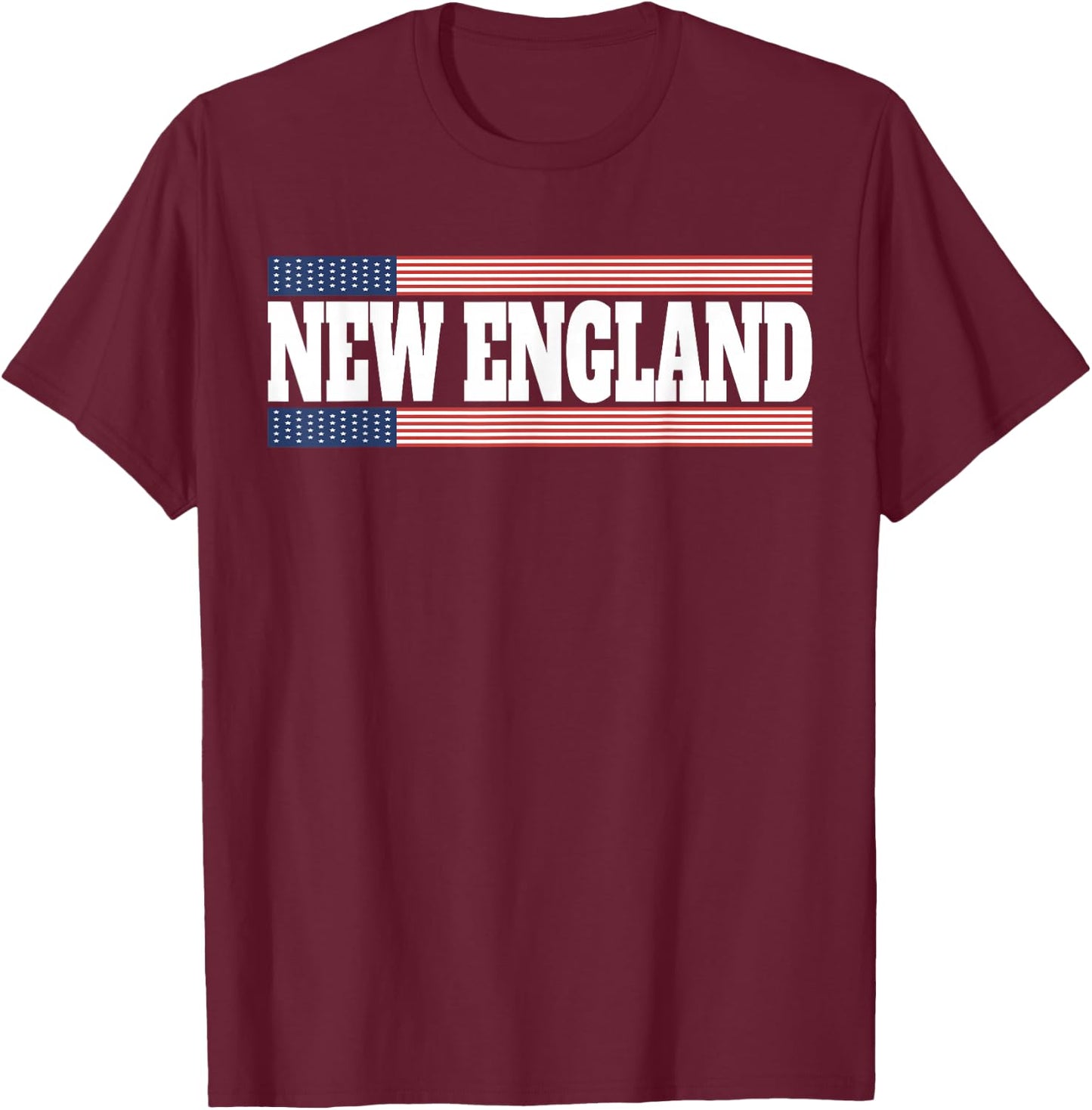New England USA Flag Patriotic State Varsity New England T-Shirt - T-Shirt | Maroon