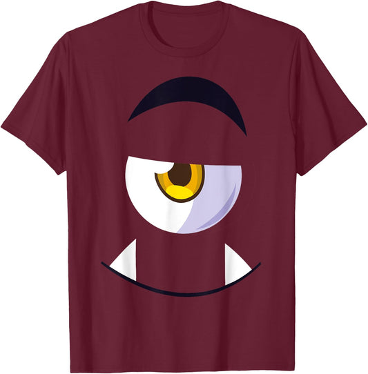 Cute Scary Monster Eyeball Face Halloween Costume Kids Boys T-Shirt - T-Shirt | Maroon