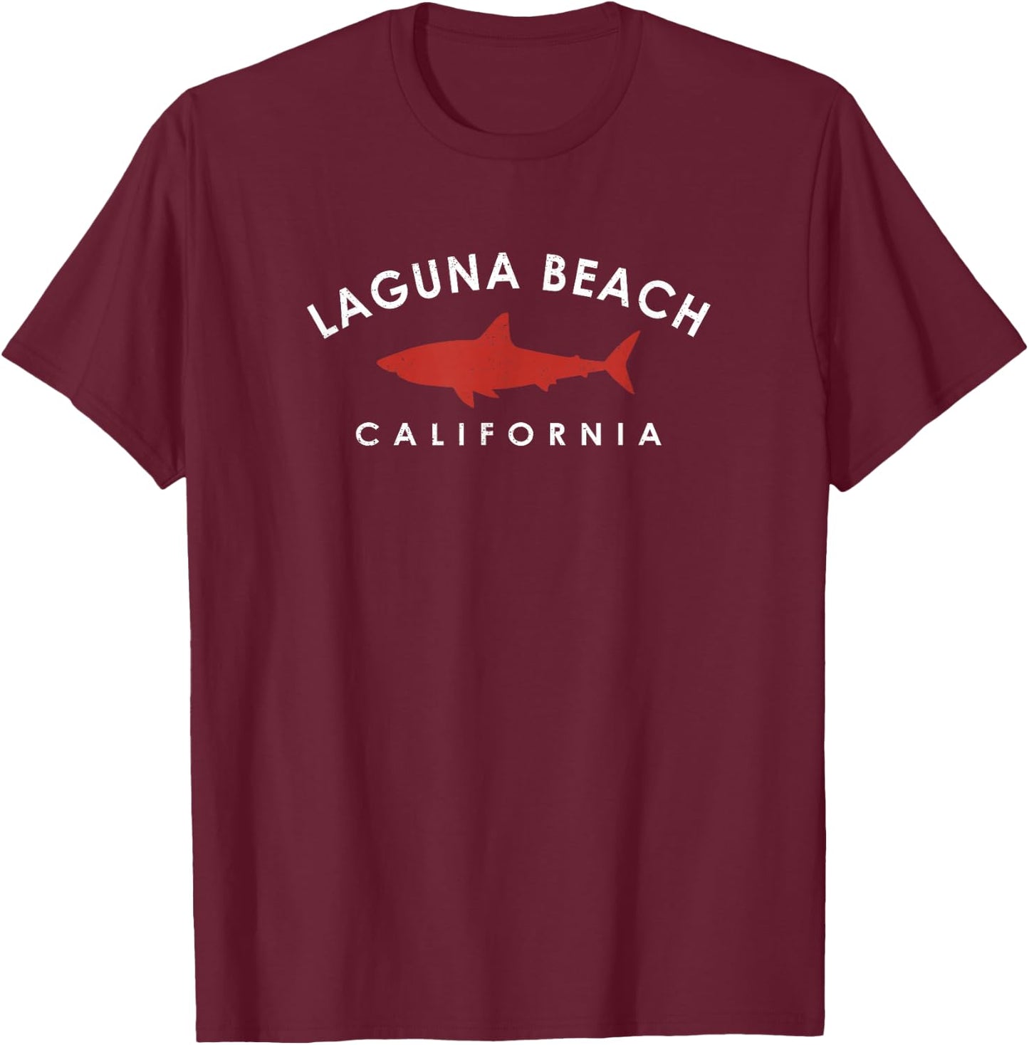 Retro Laguna Beach California Shark Vintage T-Shirt - T-Shirt | Maroon