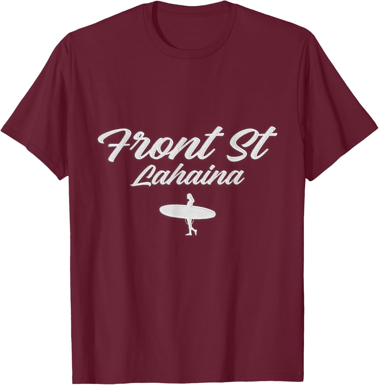 Front Street Lahaina Vintage Surfer Cursive Text Hawaii Surf T-Shirt - T-Shirt | Maroon