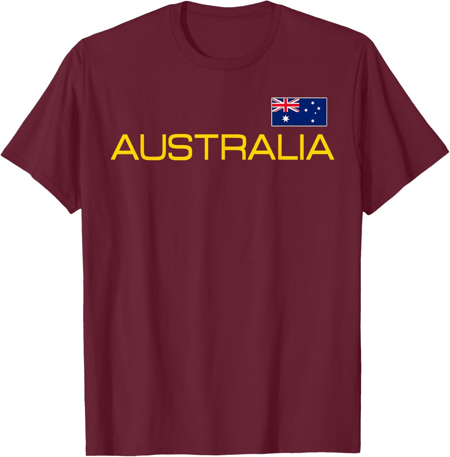 Australia Flag Australian Athletic Sports Jersey Style T-Shirt - T-Shirt | Maroon