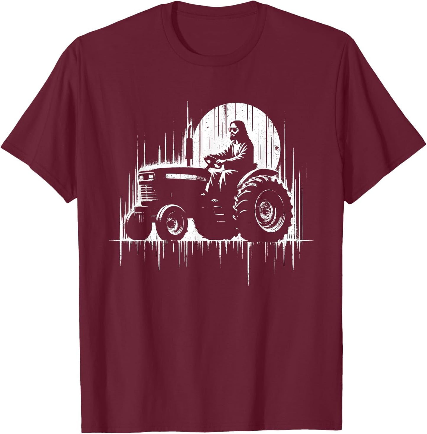 Jesus Tractor - Funny Christian Religious Tractor Driver T-Shirt - T-Shirt | Maroon