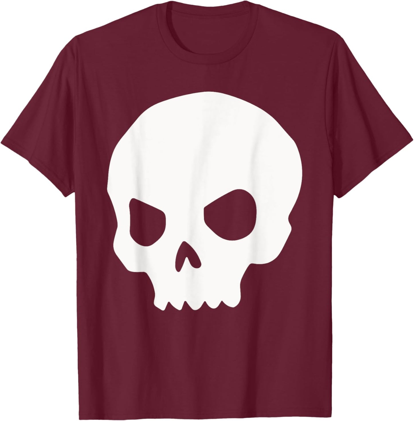 White Halloween Skeleton Silhouette Goth Punk Rock Skull T-Shirt - T-Shirt | Maroon