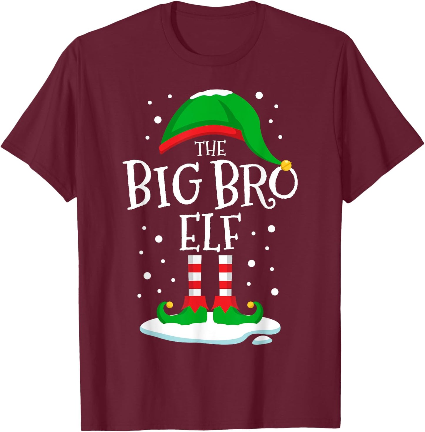 The Big Bro Elf Christmas Family Matching Xmas Brother Funny T-Shirt - T-Shirt | Maroon