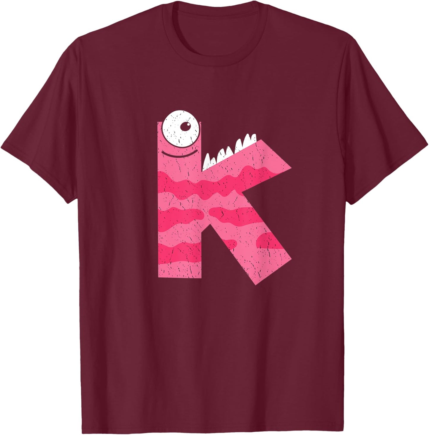 K Shirts , Women & Kids - Alphabet Letter K Halloween T-Shirt - T-Shirt | Maroon