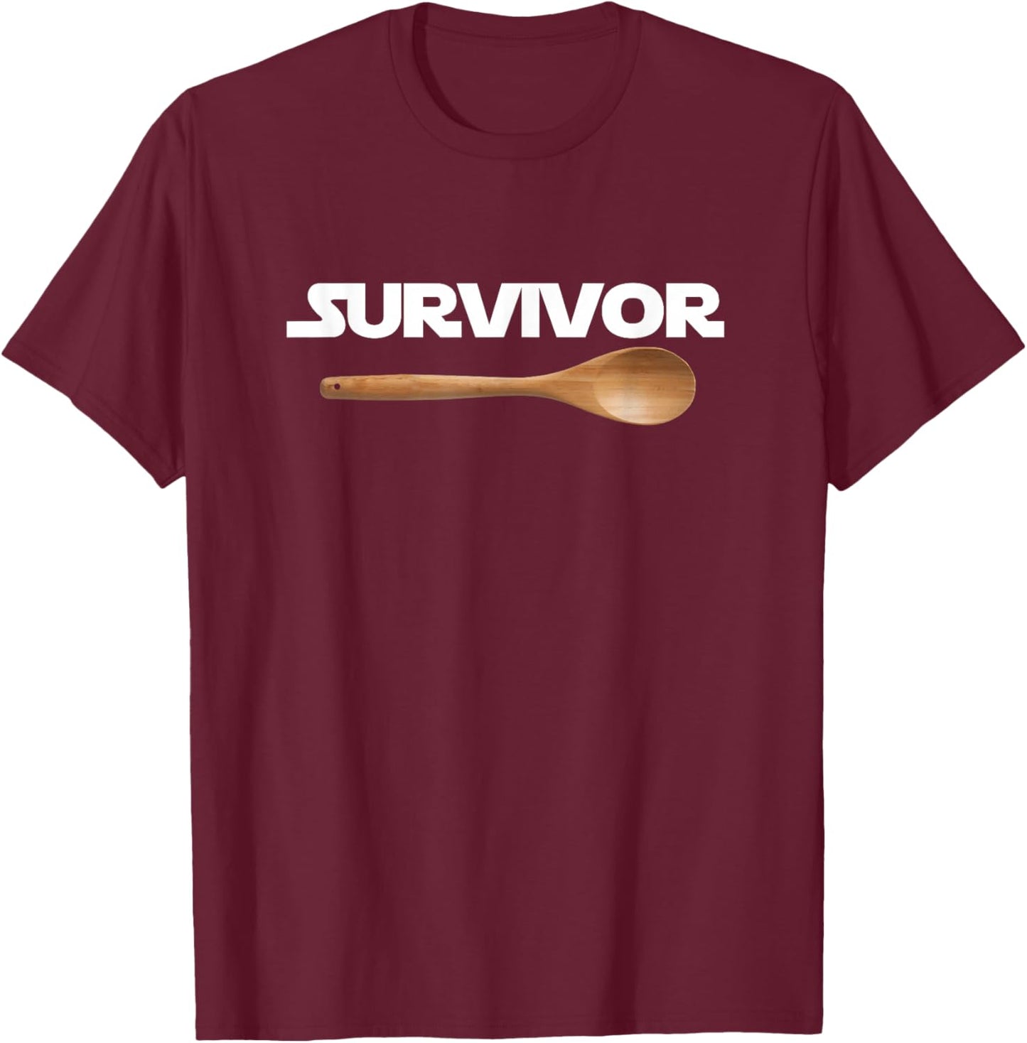 80's Wooden Spoon Survivor Fun 80s Nostalgia Gift T-Shirt - T-Shirt | Maroon
