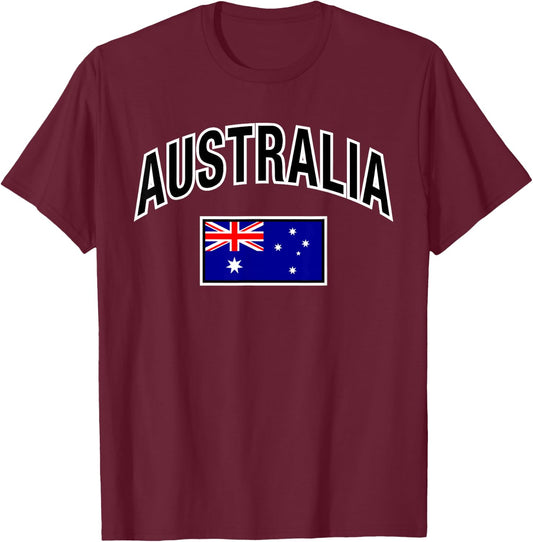 Australia Flag Proud Australian T-Shirt - T-Shirt | Maroon