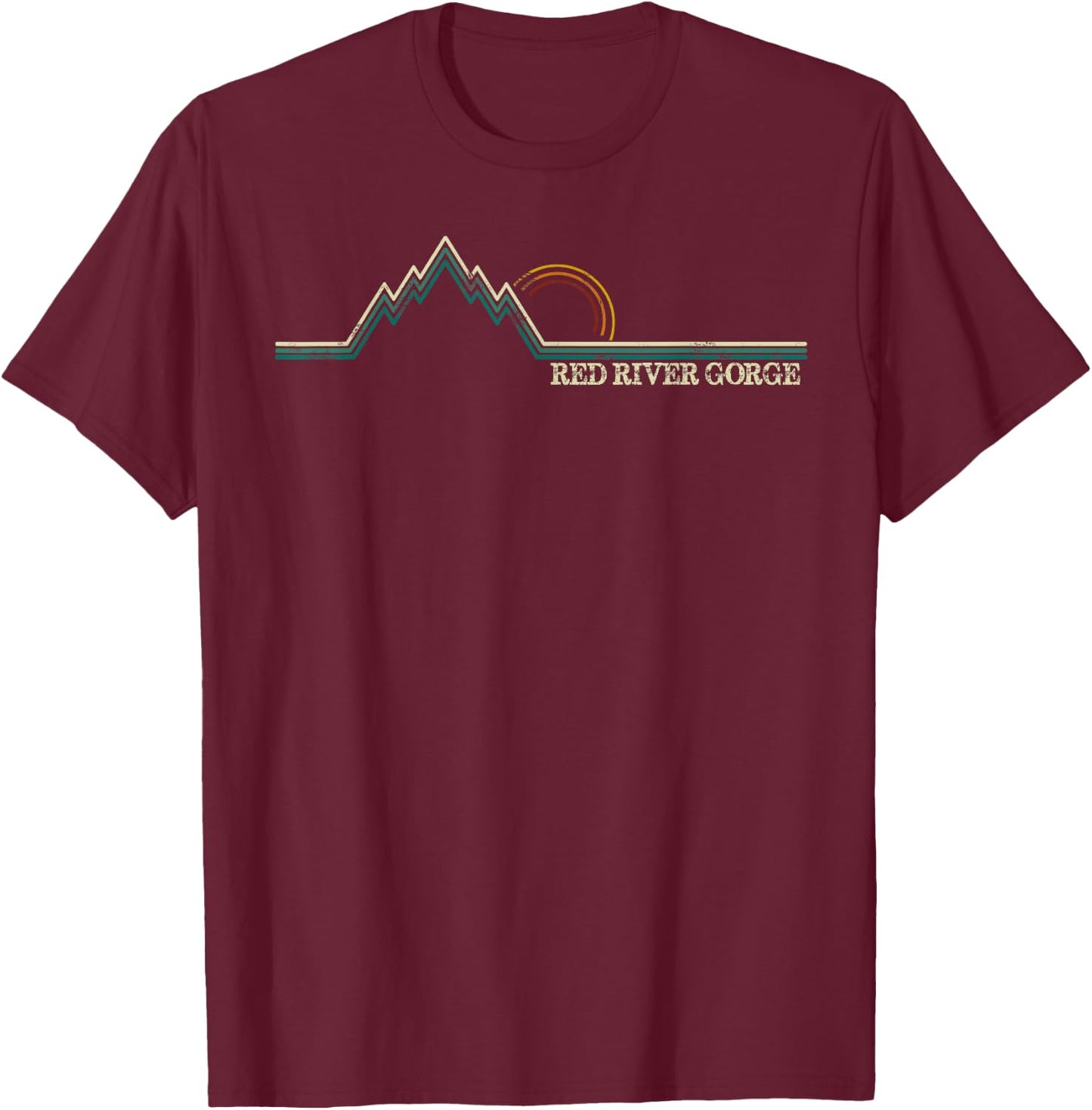 Red River Gorge Kentucky Retro Mountain T-Shirt - T-Shirt | Maroon
