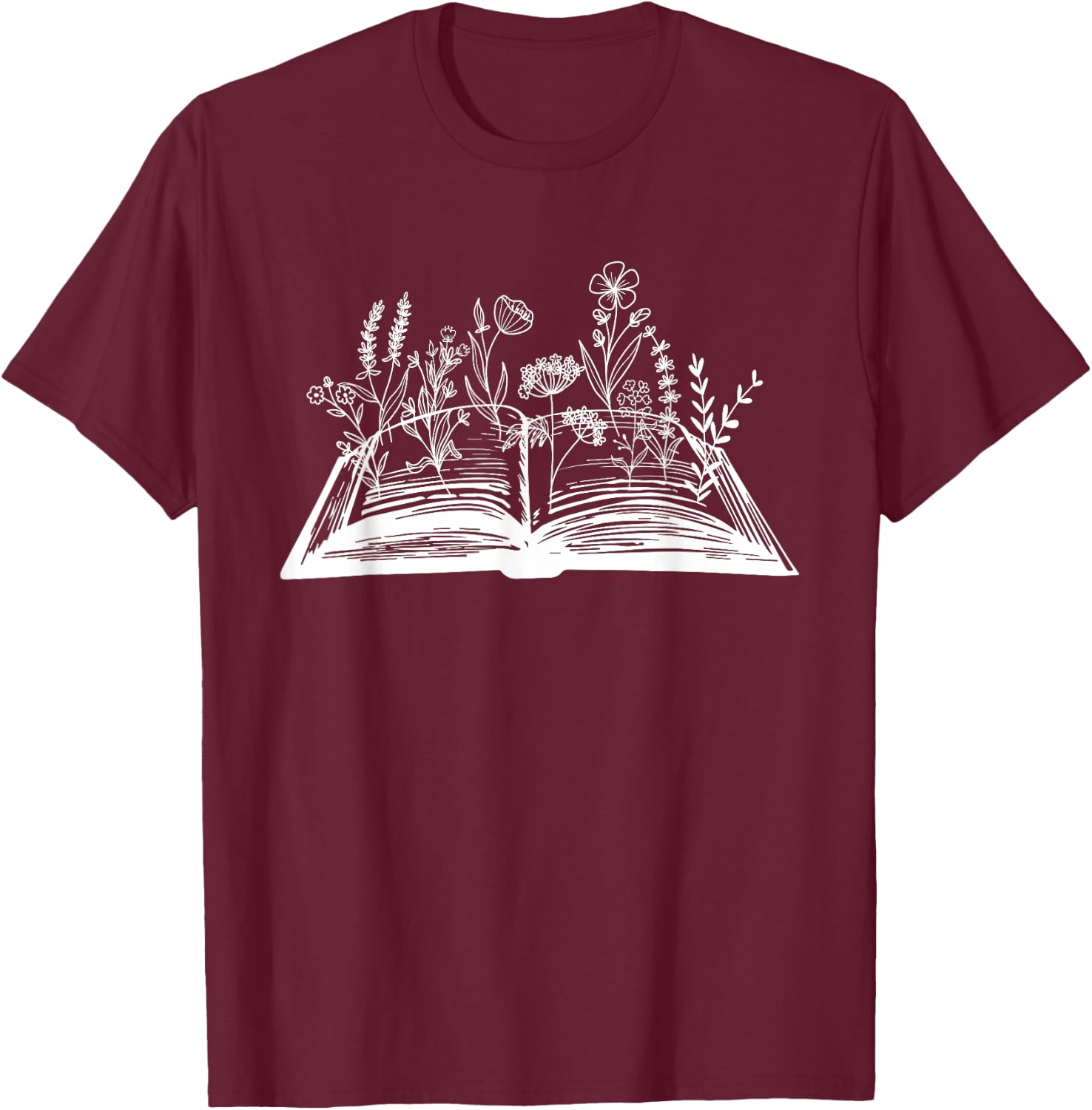 Wildflowers Book Day Flower Books Lover Reader Bookworm Cool T-Shirt - T-Shirt | Maroon