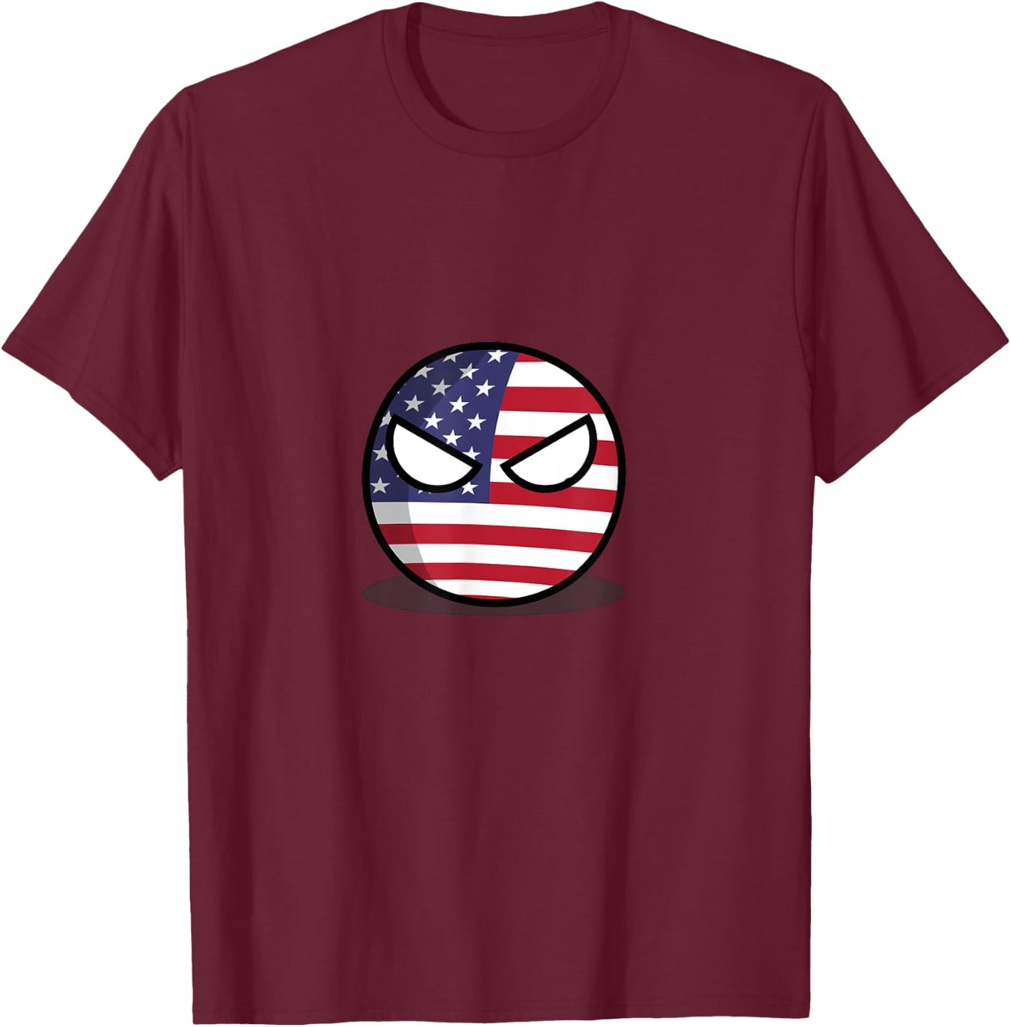 United States Countryball, American Flag Angry Eyes Women Men T-Shirt - T-Shirt | Maroon