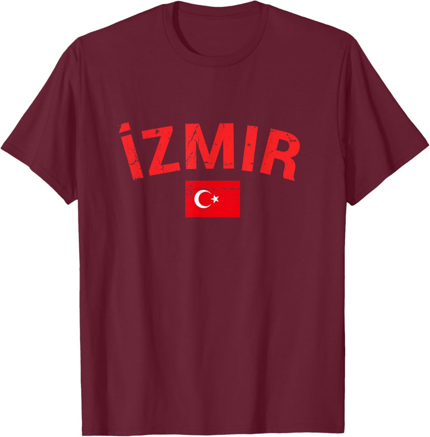 Izmir Turkey Vintage Turkish Flag Turk T-Shirt - T-Shirt | Maroon