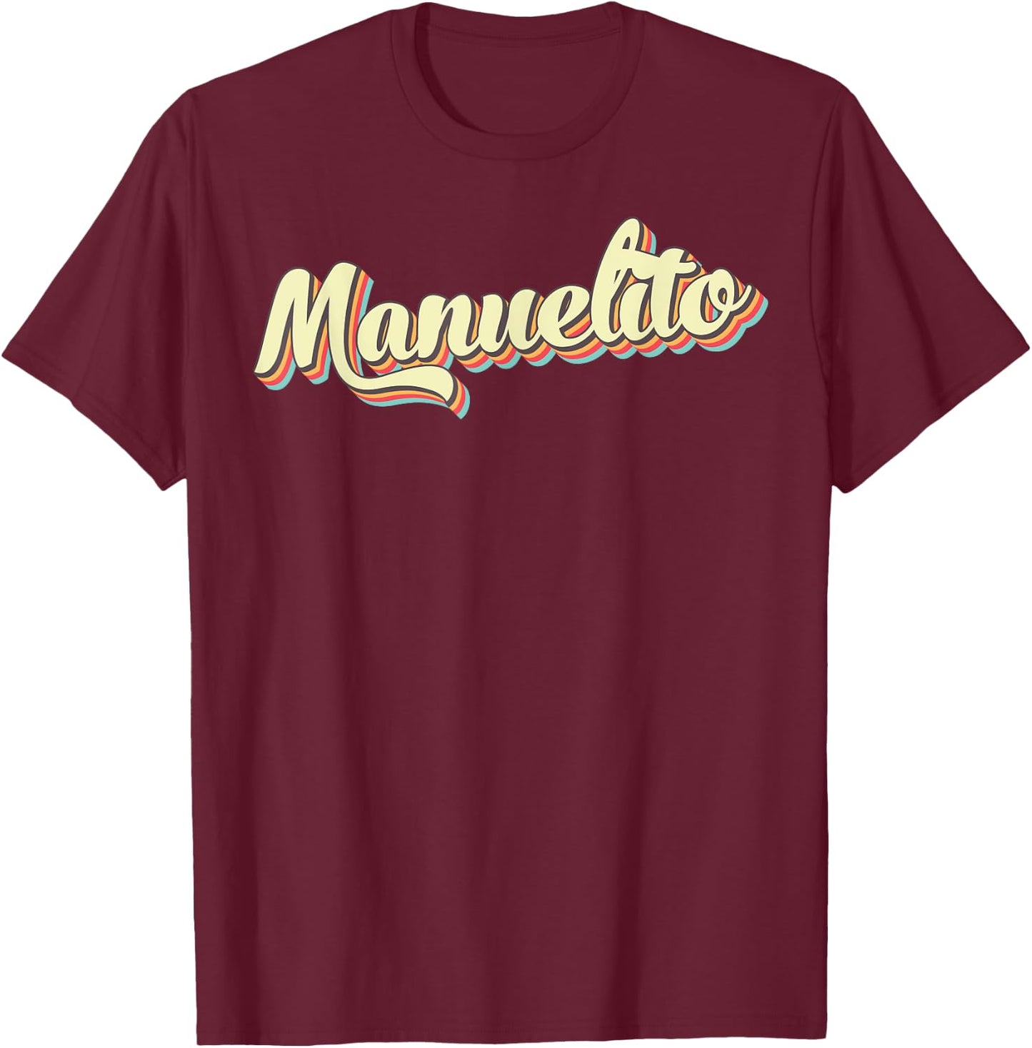 Manuelito Retro Art Baseball Font Vintage T-Shirt - T-Shirt | Maroon
