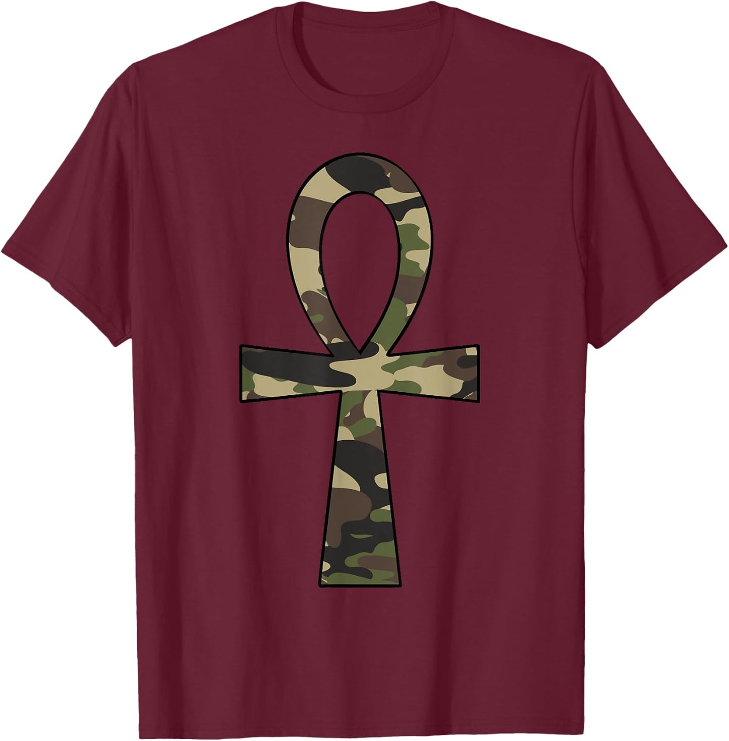 Ankh Cross Camo Egyptian African Pride T-Shirt - T-Shirt | Maroon