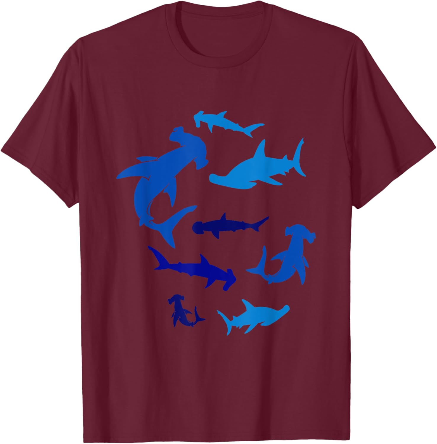 Shark Swimming In The Ocean Water T-Shirt - T-Shirt | Maroon