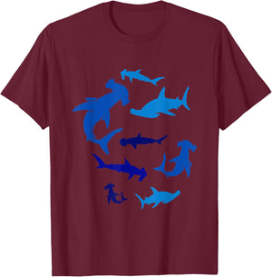 Shark Swimming In The Ocean Water T-Shirt - T-Shirt | Maroon