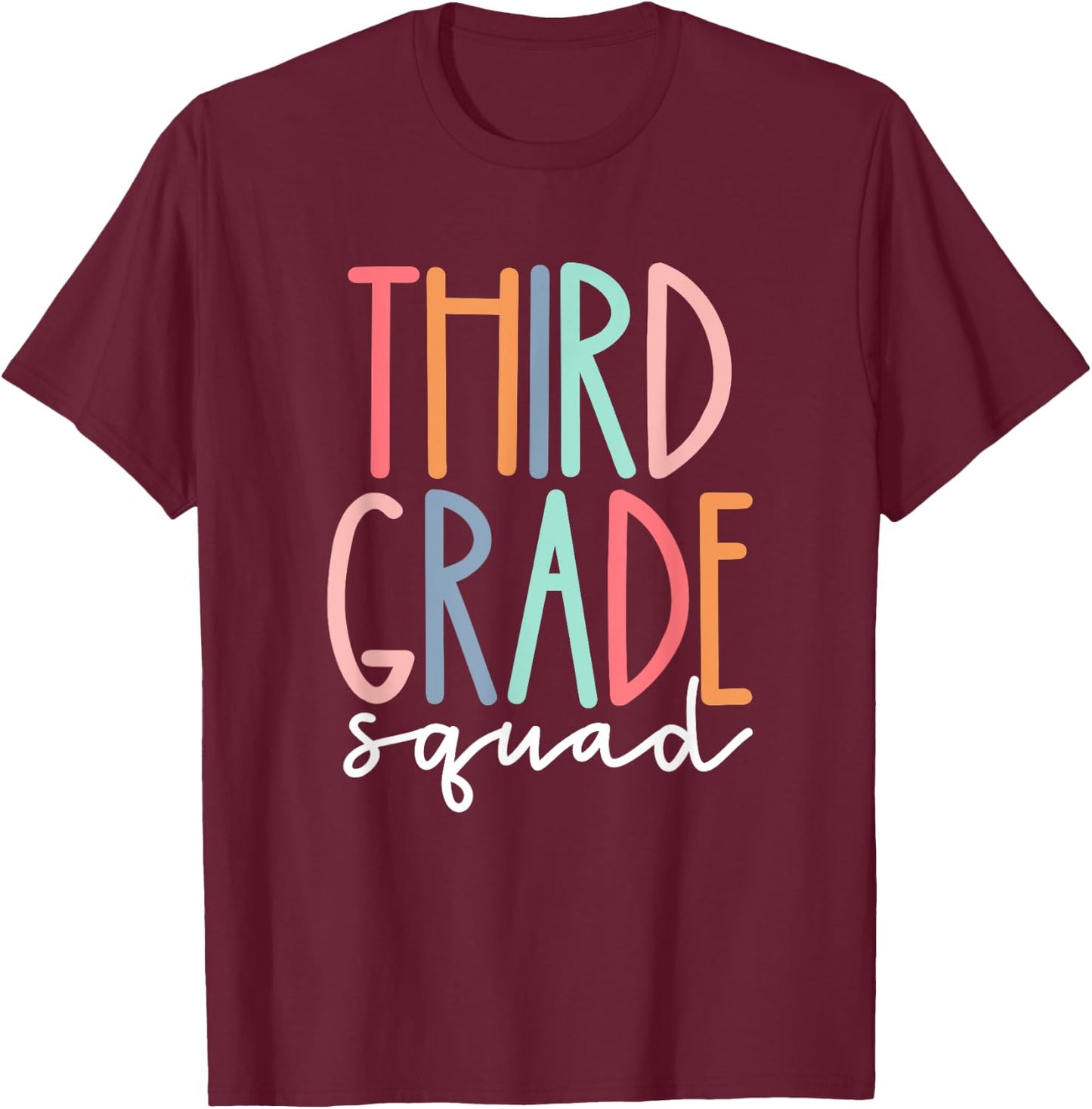 Third Grade Squad 3rd Grade Teacher Crew Back To School Team T-Shirt - T-Shirt | Maroon
