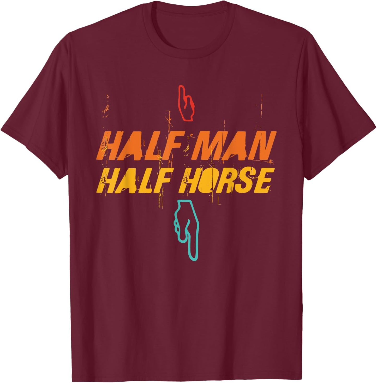 Half Man Half Horse Retro Vintage T-Shirt - T-Shirt | Maroon