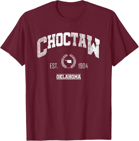 Choctaw OK | Oklahoma | Vintage Throwback T-Shirt - T-Shirt | Maroon