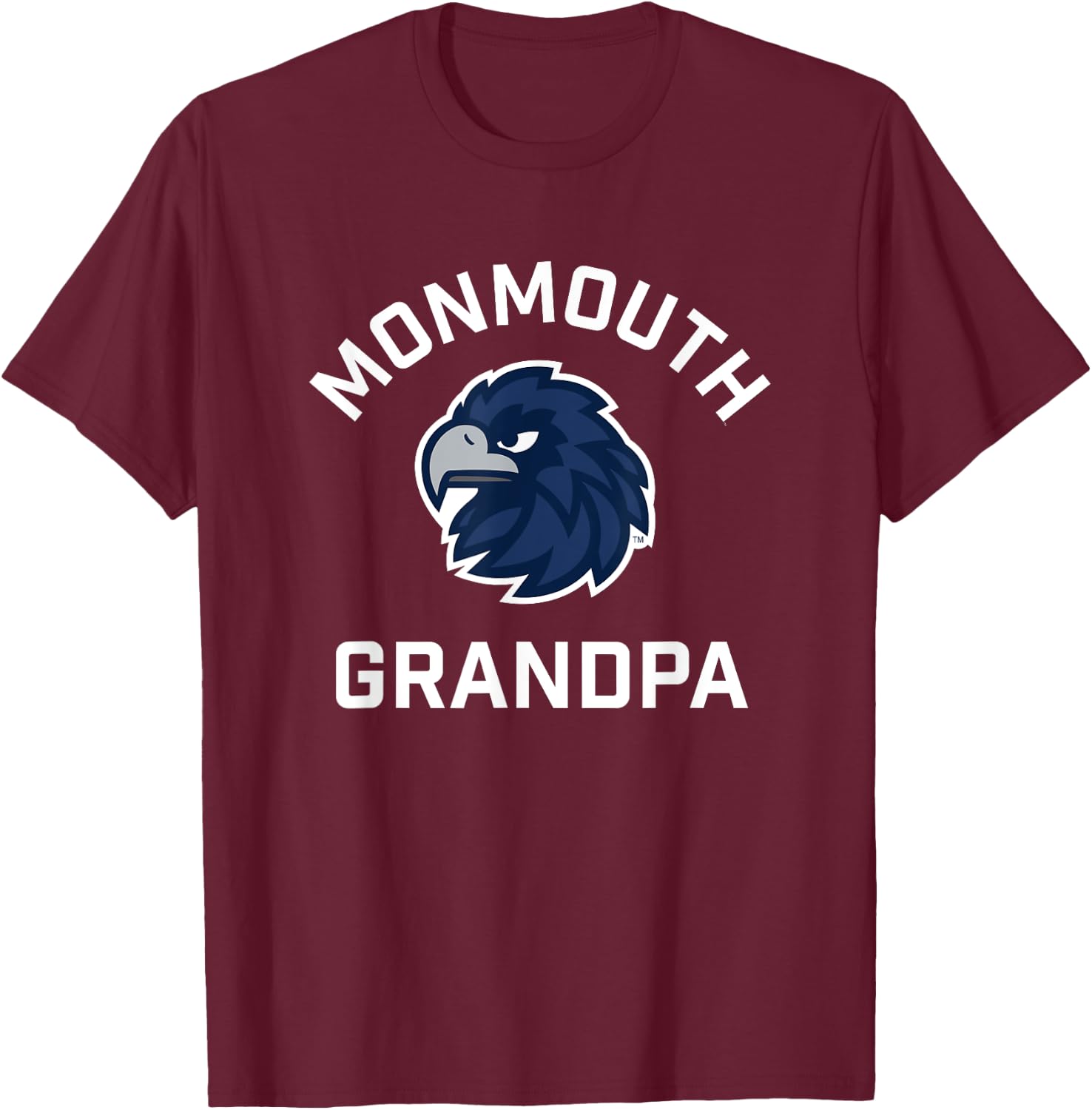 Monmouth University Hawks Arched Grandpa T-Shirt - T-Shirt | Maroon