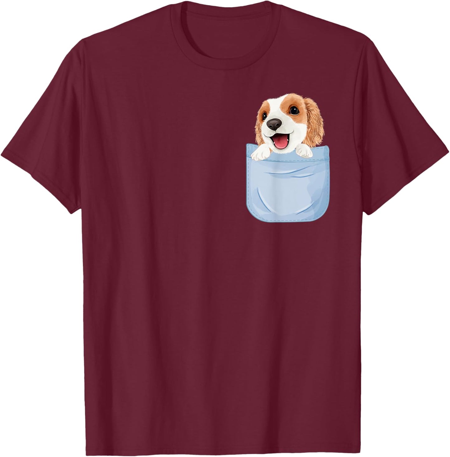 Cute Puppy in Your Pocket Peeking Dogs Pet Animal Dog Lover Men Women Kids T-Shirt - T-Shirt | Maroon