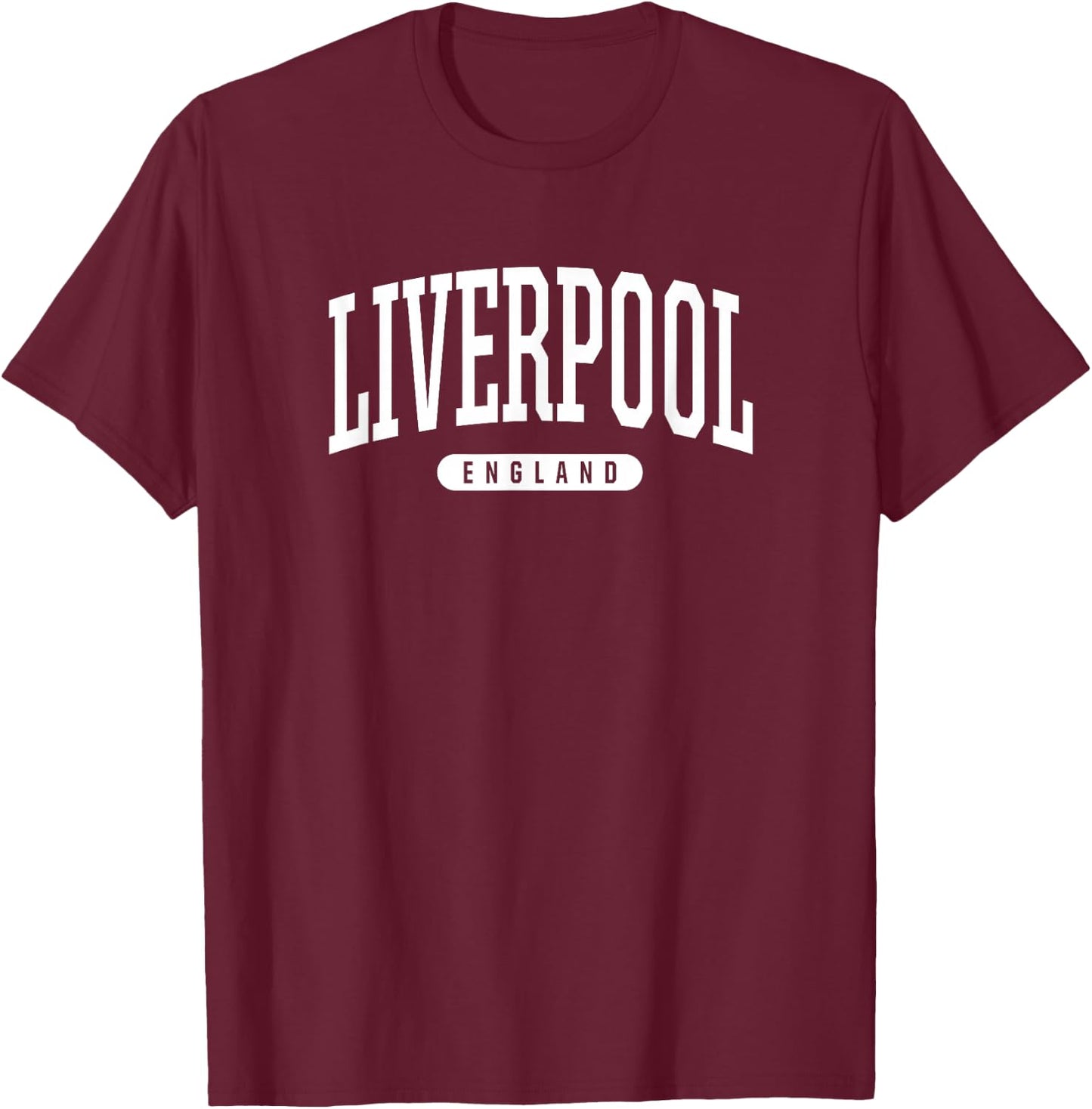College Style Liverpool England Souvenir Gift T-Shirt - T-Shirt | Maroon
