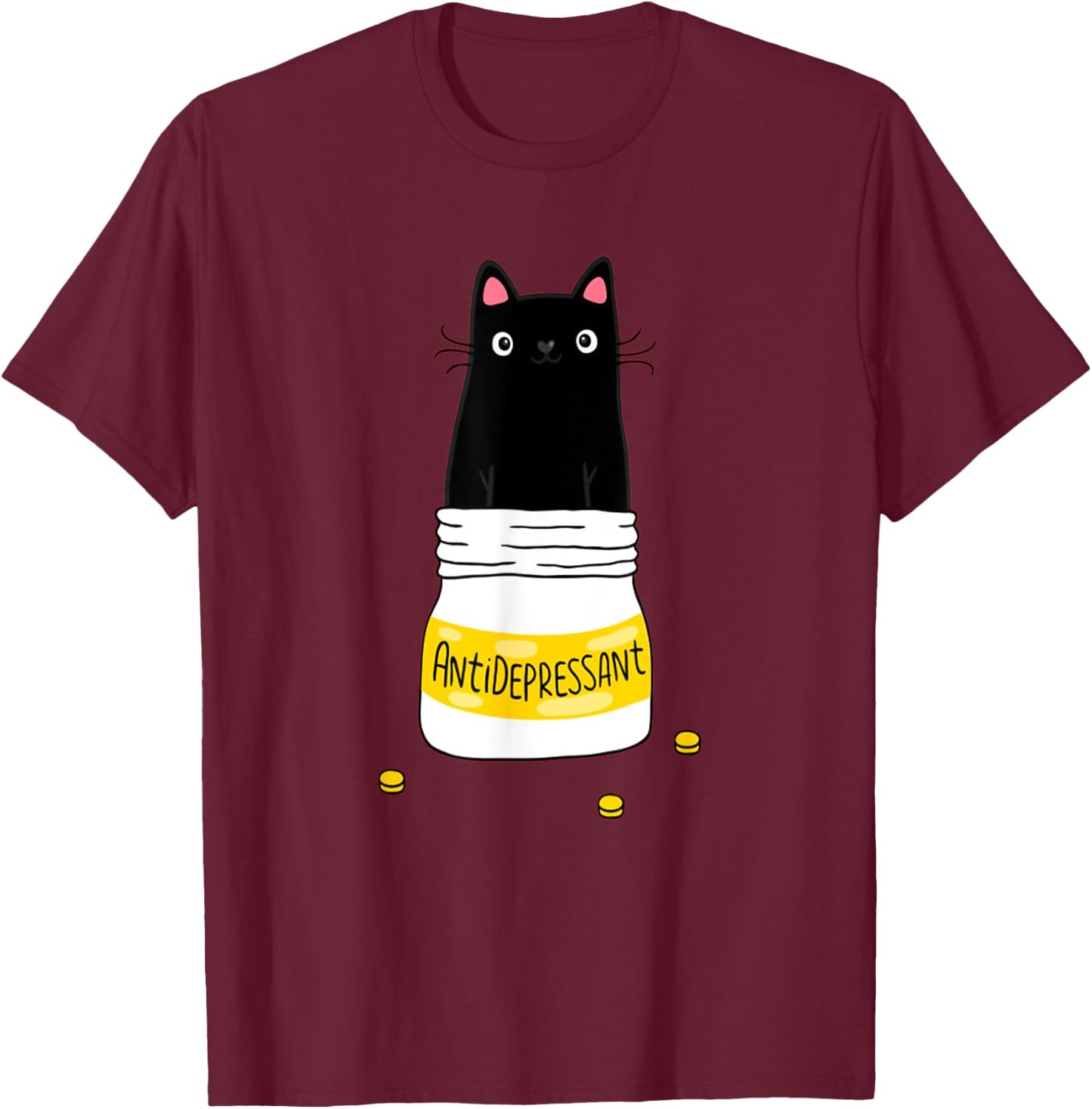 Cute Funny Cat T-Shirt - T-Shirt | Maroon