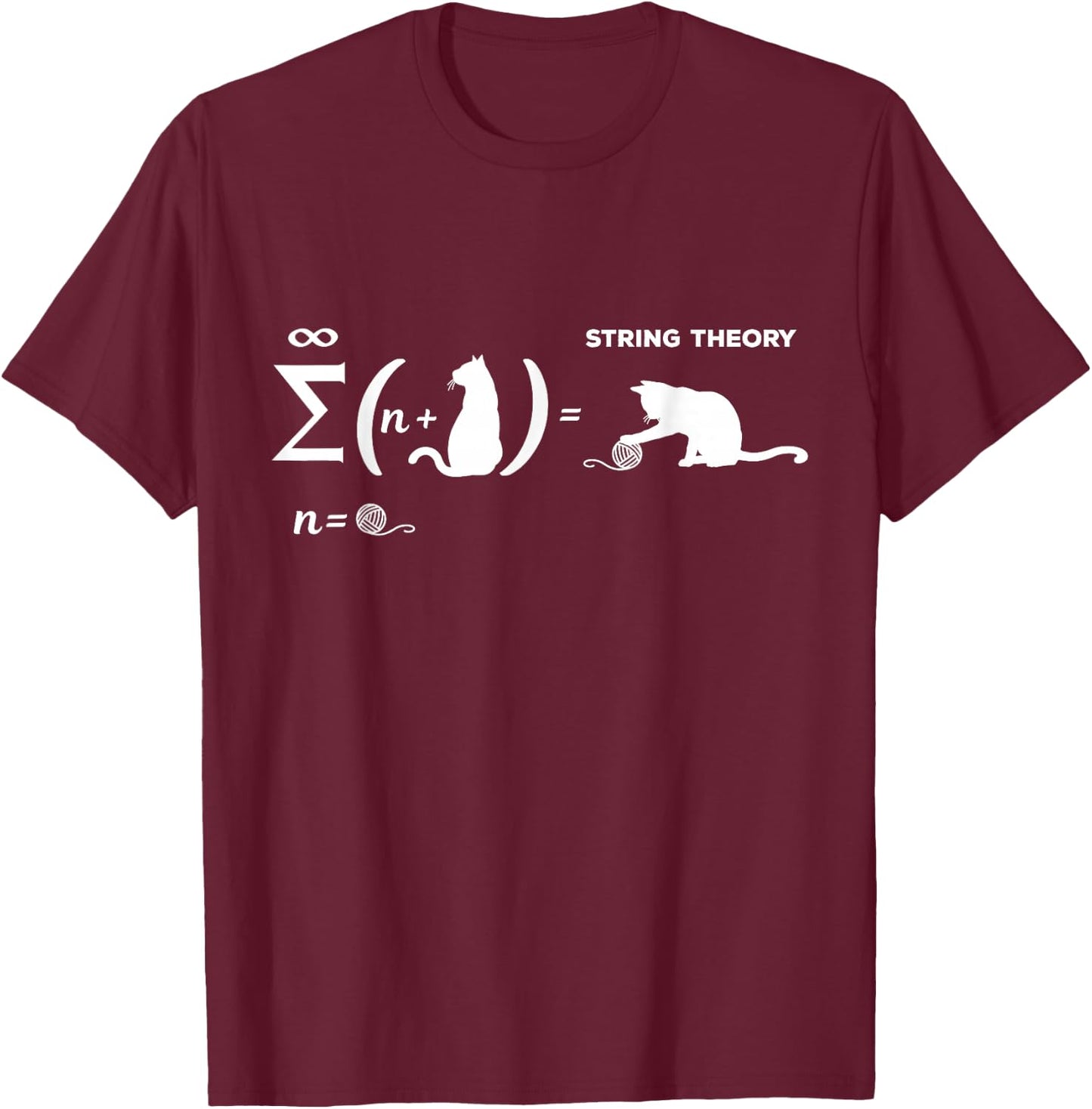 Schrödingers String Theory - Cat Physicist Quantum Mechanics T-Shirt - T-Shirt | Maroon