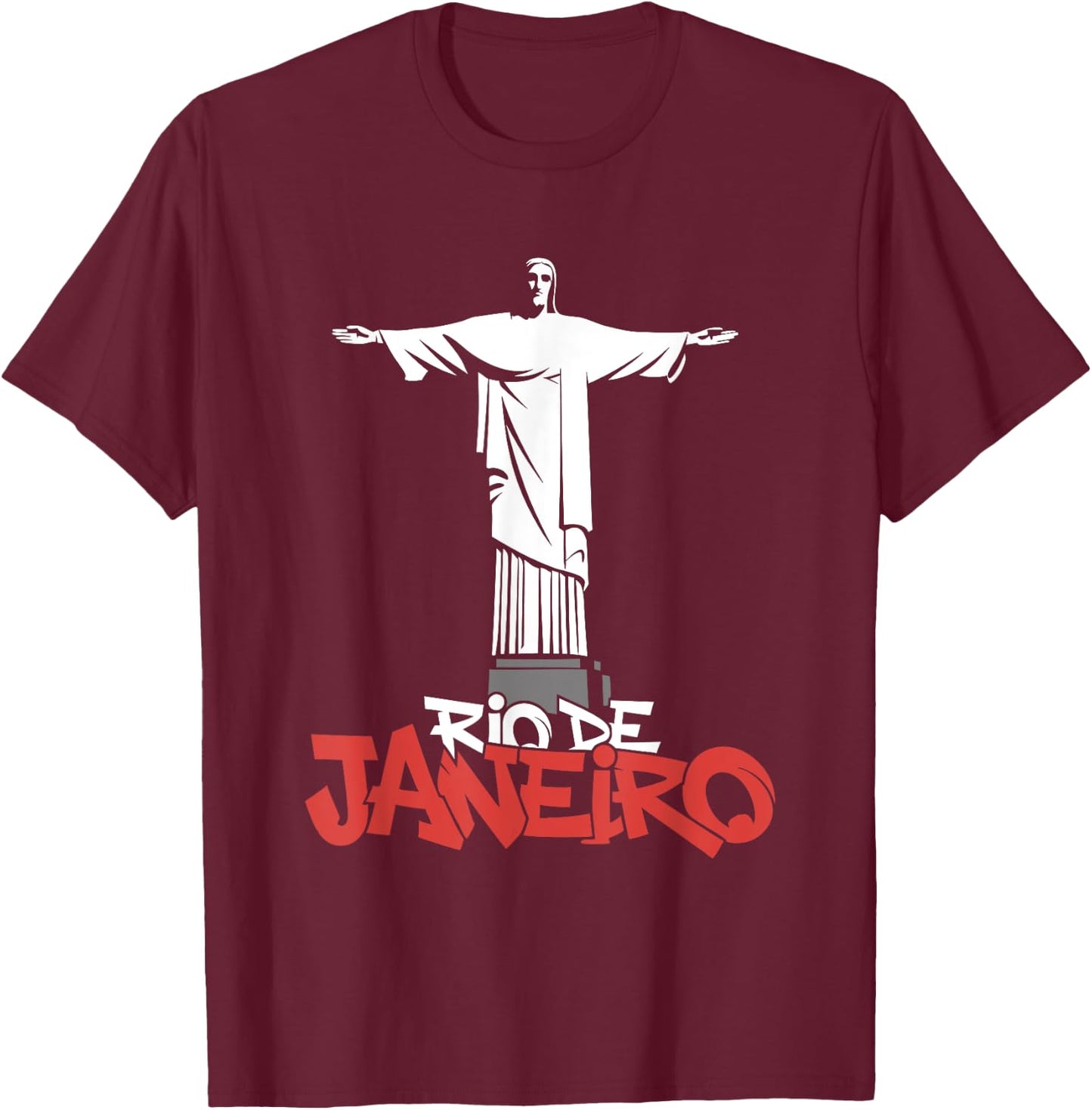 Christ The Redeemer Rio De Janeiro - Vintage Brazil Souvenir T-Shirt - T-Shirt | Maroon