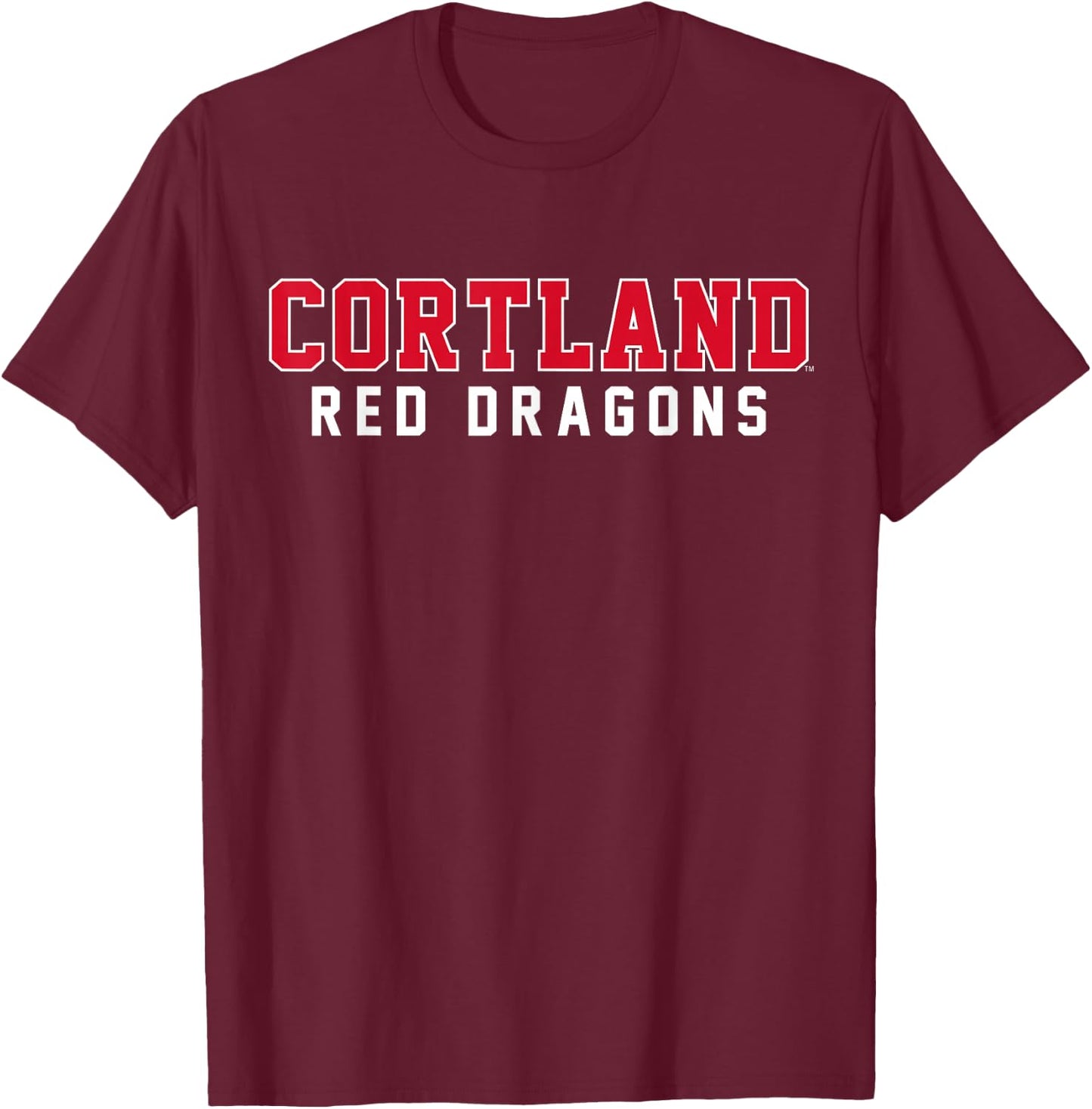 SUNY Cortland Red Dragons Classic Stacked Collegiate Text T-Shirt - T-Shirt | Maroon