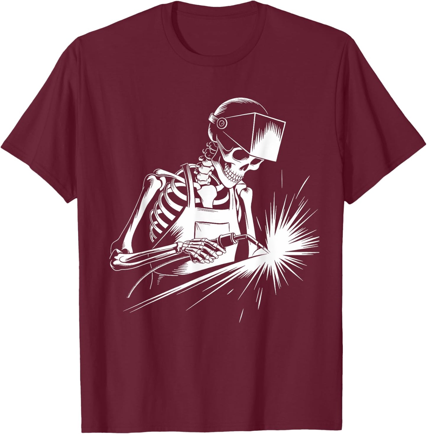 Funny Skeleton Welding Lovers Spooky Halloween Welder T-Shirt - T-Shirt | Maroon