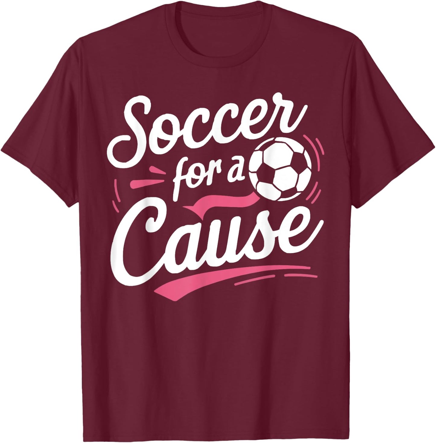 Soccer Breast Cancer Awareness Month Pink Ribbon T-Shirt - T-Shirt | Maroon